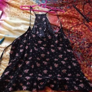 Black flower print flowy top